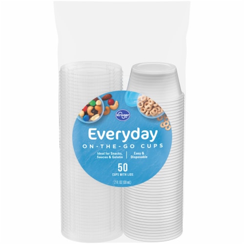 Kroger® Everyday 2-Ounce On-The-Go Clear Cups with Lids Perspective: front