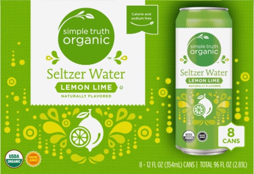 Simple Truth Organic™ Lemon Lime Flavored Seltzer Water Cans Perspective: front
