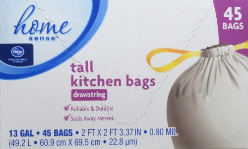 Kroger® Tall 13 Gallon Kitchen Drawstring Trash Bags, 45 ct - Kroger