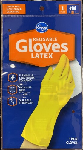 Kroger® Reusable Latex Gloves - Yellow Perspective: front