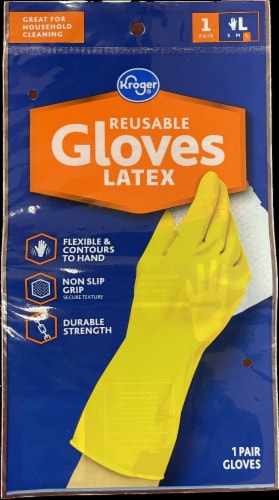 Kroger® Latex Reusable Gloves - Yellow Perspective: front