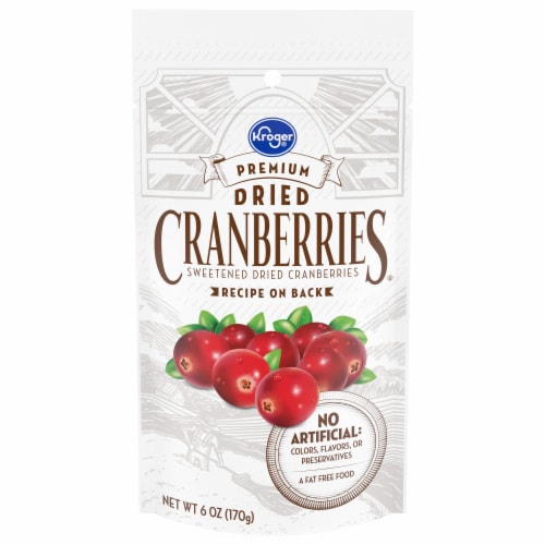Kroger® Premium Sweetened Dried Cranberries Bag Perspective: front