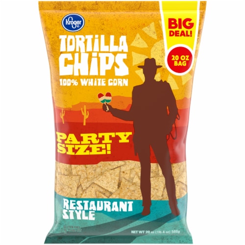 Kroger® Restaurant Style White Corn Party Size Tortilla Chips Perspective: front