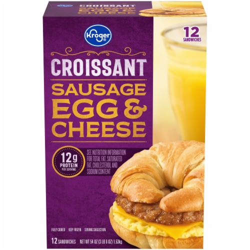 Kroger® Sausage Egg & Cheese Croissant Breakfast Sandwiches Perspective: front