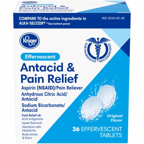 Kroger® Antacid & Pain Relief Original Flavor Effervescent Tablets Perspective: front