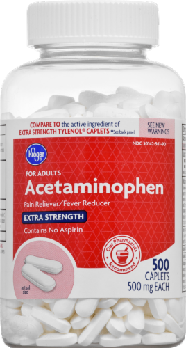 Kroger® Extra Strength Acetaminophen Pain Relief Caplets Perspective: front