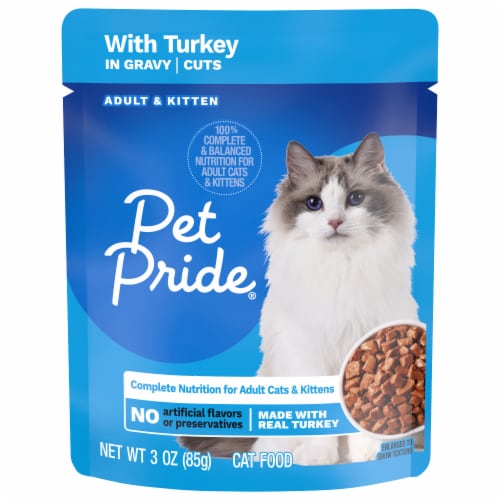Pet Pride® All Life Stages Wet Cat Food Turkey in Gravy Cuts Perspective: front