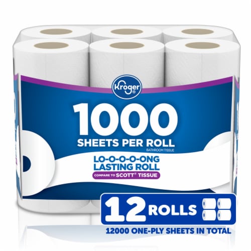 Scott 1000 Toilet Paper, 12 Rolls, 1,000 Sheets per Roll