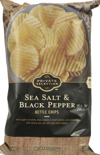Private Selection™ Sea Salt & Black Pepper Kettle Chips Perspective: front