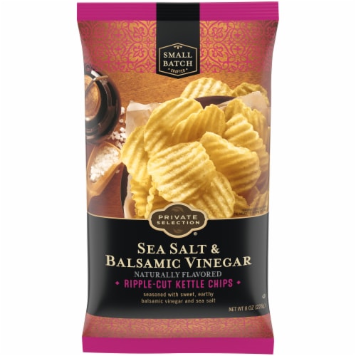 Private Selection® Sea Salt and Balsamic Vinegar Ripple Cut Kettle Potato Chips Perspective: front