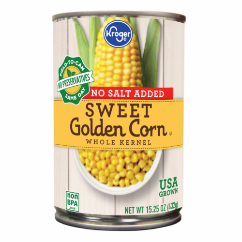 Kroger® No Salt Added Sweet Golden Whole Kernel Corn Perspective: front