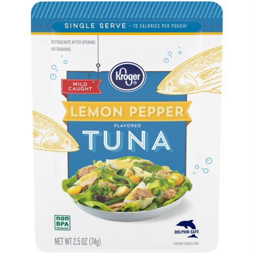 Kroger® Wild Caught Lemon Pepper Flavored Tuna Pouch Perspective: front