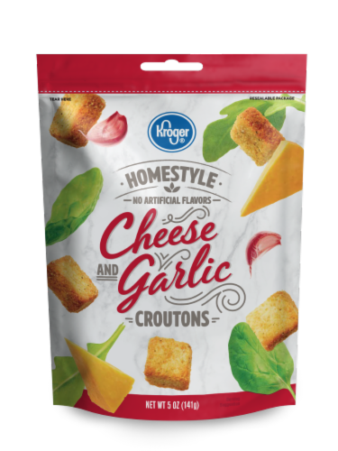 Kroger® Homestyle Cheese & Garlic Croutons Perspective: front