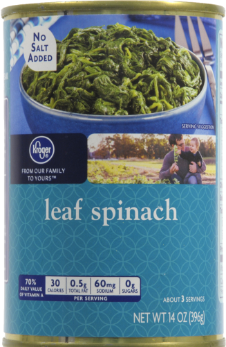 Kroger® No Salt Leaf Spinach Perspective: front