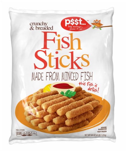 p$$t... Crunchy & Breaded Fish Sticks Perspective: front