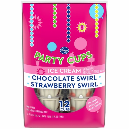Kroger® Chocolate Swirl and Strawberry Swirl Ice Cream Party Cups Perspective: front