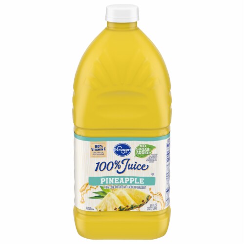 Kroger® No Sugar Added 100% Pineapple Juice Perspective: front