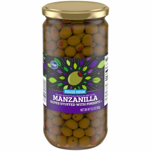 Kroger® Reduced Sodium Manzanilla Olives Stuffed with Pimiento Perspective: front