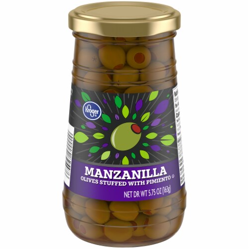 Kroger®  Manzanilla Olives Stuffed with Pimiento Jar Perspective: front