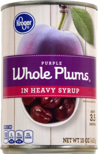 Kroger® Purple Whole Plums in Heavy Syrup Perspective: front