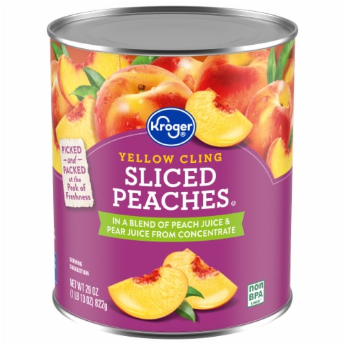 Kroger® Yellow Cling Sliced Peaches in 100% Fruit Juice Perspective: front