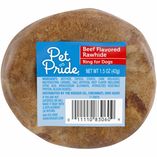 Pet Pride® Beef Flavored Rawhide Ring for Dogs Perspective: front