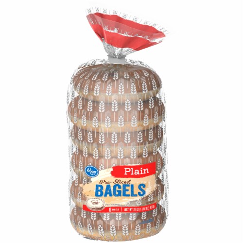 Kroger® Plain Pre-Sliced Bagels 6 Count Perspective: front