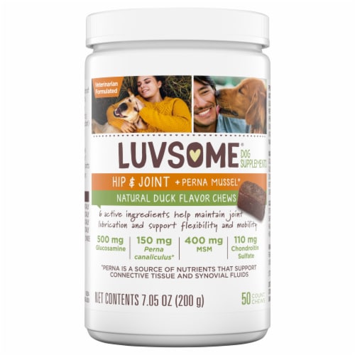 Luvsome® Hip & Joint Duck Flavor Chews Dog Supplements Perspective: front