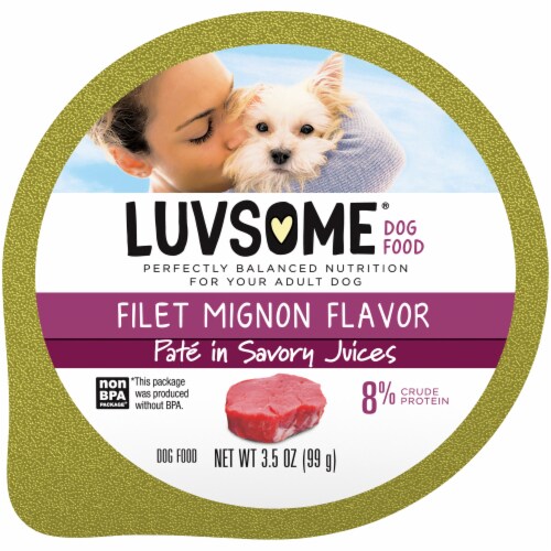 Luvsome® Filet Mignon Flavor Pate in Savory Juices Wet Dog Food Perspective: front