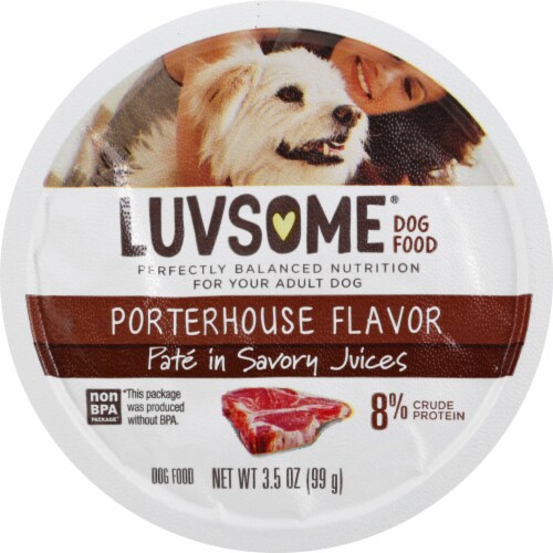 Luvsome™ Porterhouse Flavor in Savory Juices Wet Dog Food Perspective: front