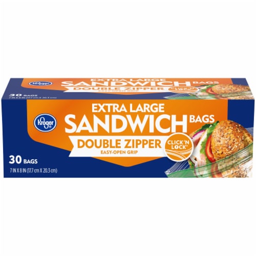 Kroger® Double Zipper Extra Large Sandwich Bags, 30 ct - Kroger