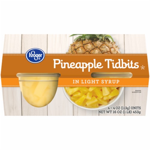 Kroger® Pineapple Tidbits Cups in Light Syrup Perspective: front