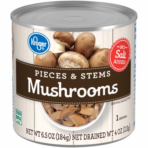 Kroger® No Salt Added Canned Mushrooms Pieces & Stems Perspective: front