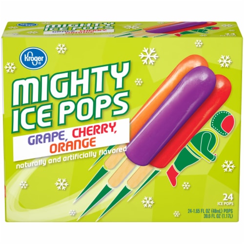 Kroger® Grape Cherry Orange Mighty Ice Pops Variety Pack 24-1.65 Fl Oz Perspective: front