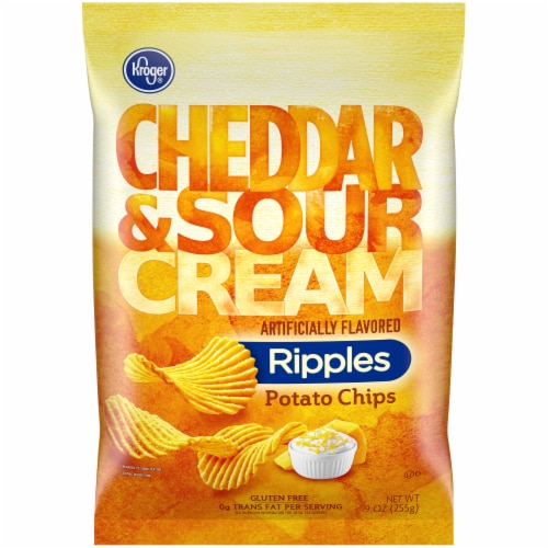 Kroger® Cheddar & Sour Cream Ripples Potato Chips Perspective: front