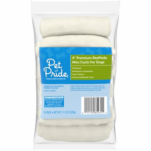 Pet Pride® Premium Rawhide Natural Beef Mini Curls for Dogs Perspective: front
