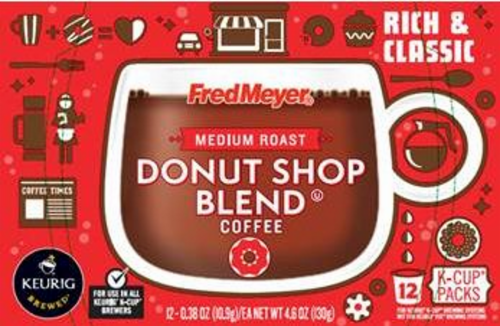 Fred Meyer Donut Shop Blend Medium Roast Coffee K-Cup Pods Perspective: front