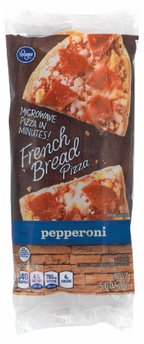 Kroger Microwave in Minutes! Pepperoni French Bread Pizza Perspective: front