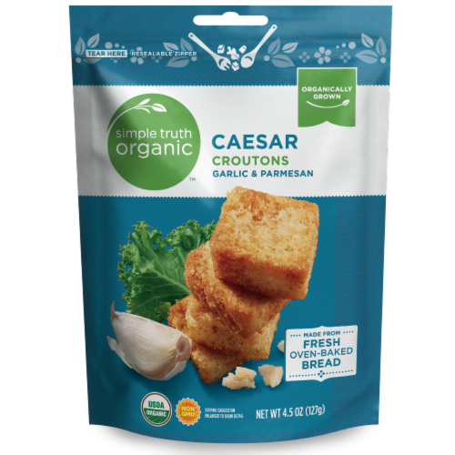 Simple Truth Organic™ Garlic & Parmesan Caesar Croutons Perspective: front