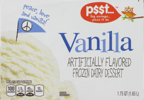 P$$T... Vanilla Frozen Dairy Dessert Perspective: front