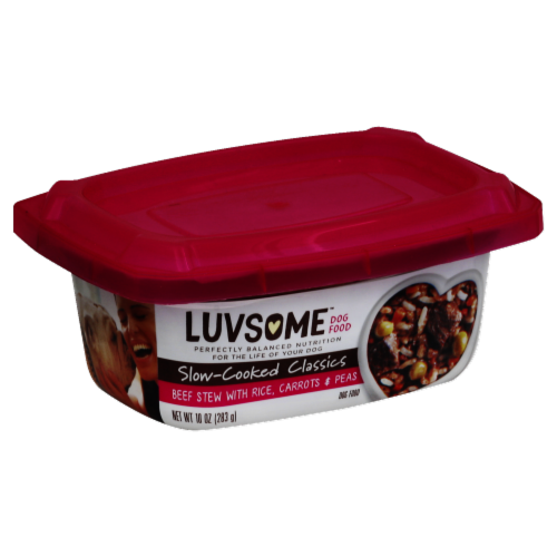 Luvsome™ Slow Cooked Classics Beef Stew with Rice Carrots & Peas Wet Dog Food Perspective: front