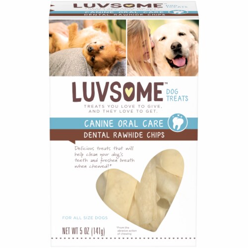 Luvsome™ Dental Rawhide Chips Dog Treats Perspective: front