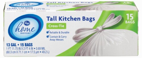 13 gal Flap Tie Tall Kitchen Trash Bag - White, Box of 54, 1 - Food 4 Less