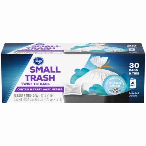 Glad Small Twist-Tie White Trash Bags, Fresh Clean Scent with