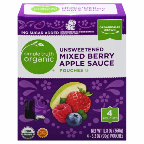 Simple Truth Organic® Unsweetened Mixed Berry Applesauce Pouches Perspective: front