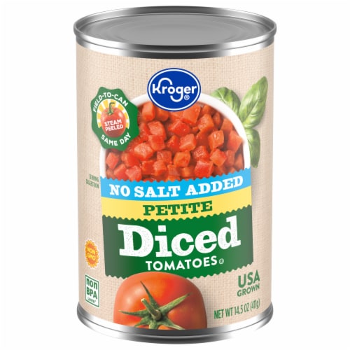 Kroger® No Salt Added Petite in Tomato JuiceDiced  Peeled Tomatoes Perspective: front