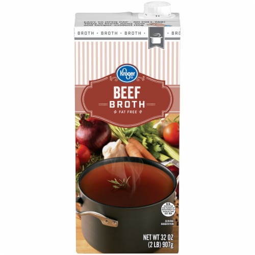 Kroger® Fat Free Beef Broth Perspective: front