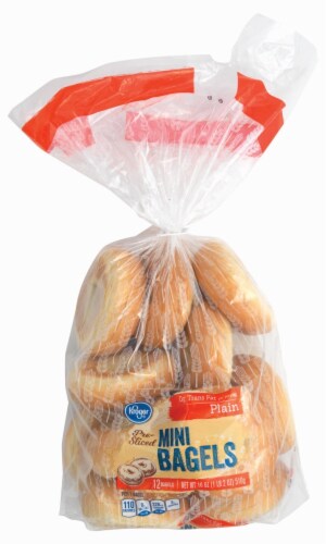 Kroger® Pre-Sliced Plain Mini Bagels Perspective: front
