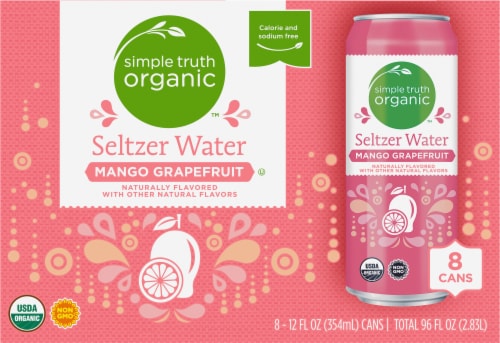 Simple Truth Organic Mango Grapefruit Flavored Seltzer Water Cans Perspective: front