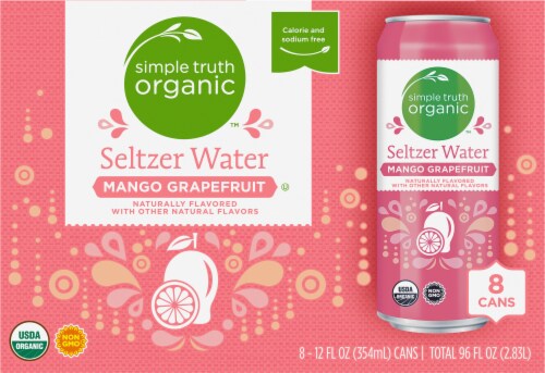 Simple Truth Organic Mango Grapefruit Flavored Seltzer Water Cans Perspective: front